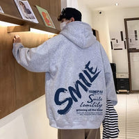 ジップアップパーカー メンズ — バックプリント入りオーバーサイズコットンフーディー