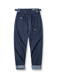 ネイビーソウジワークデニムパンツ