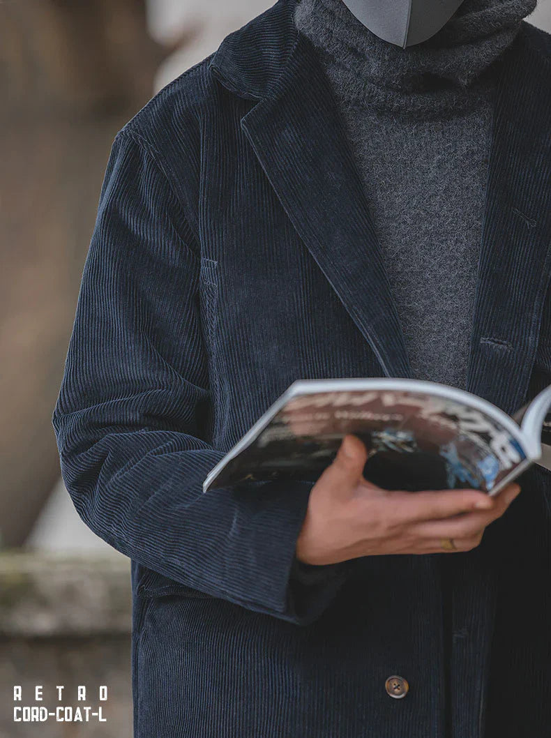 ネイビー シュウ コーデュロイロングコート