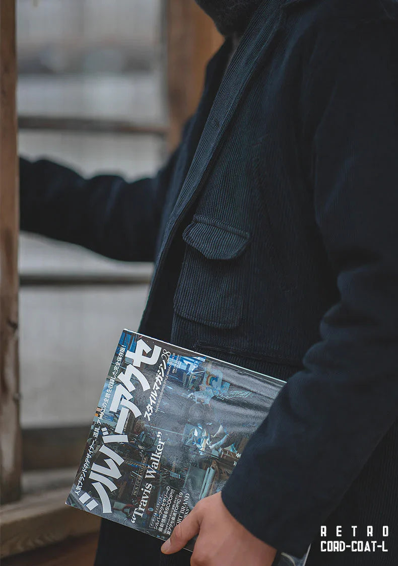 ネイビー シュウ コーデュロイロングコート