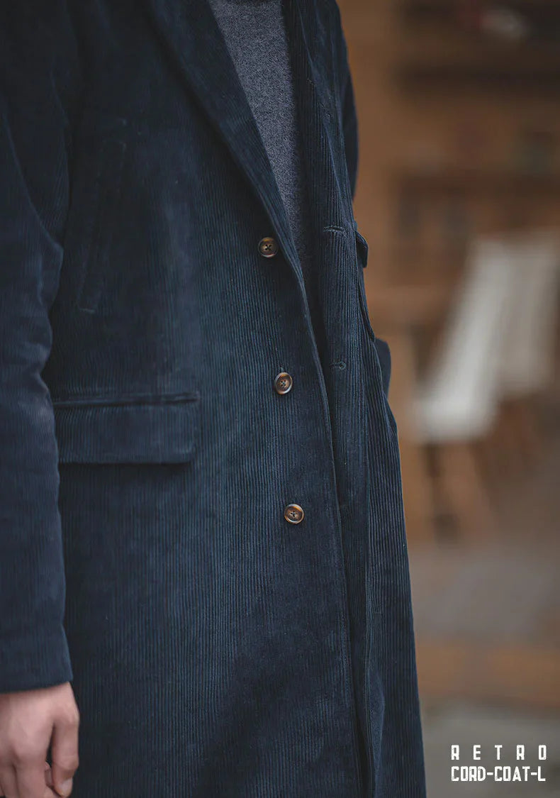 ネイビー シュウ コーデュロイロングコート
