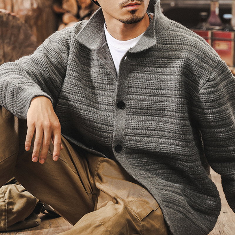 タケル リブニット ボタンカーディガン