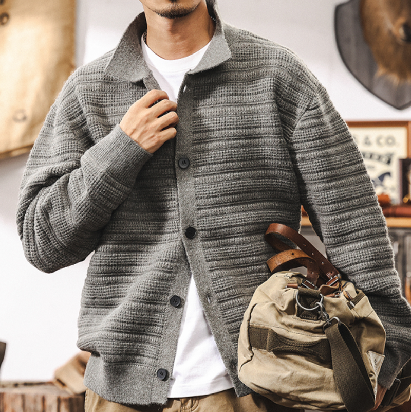 タケル リブニット ボタンカーディガン