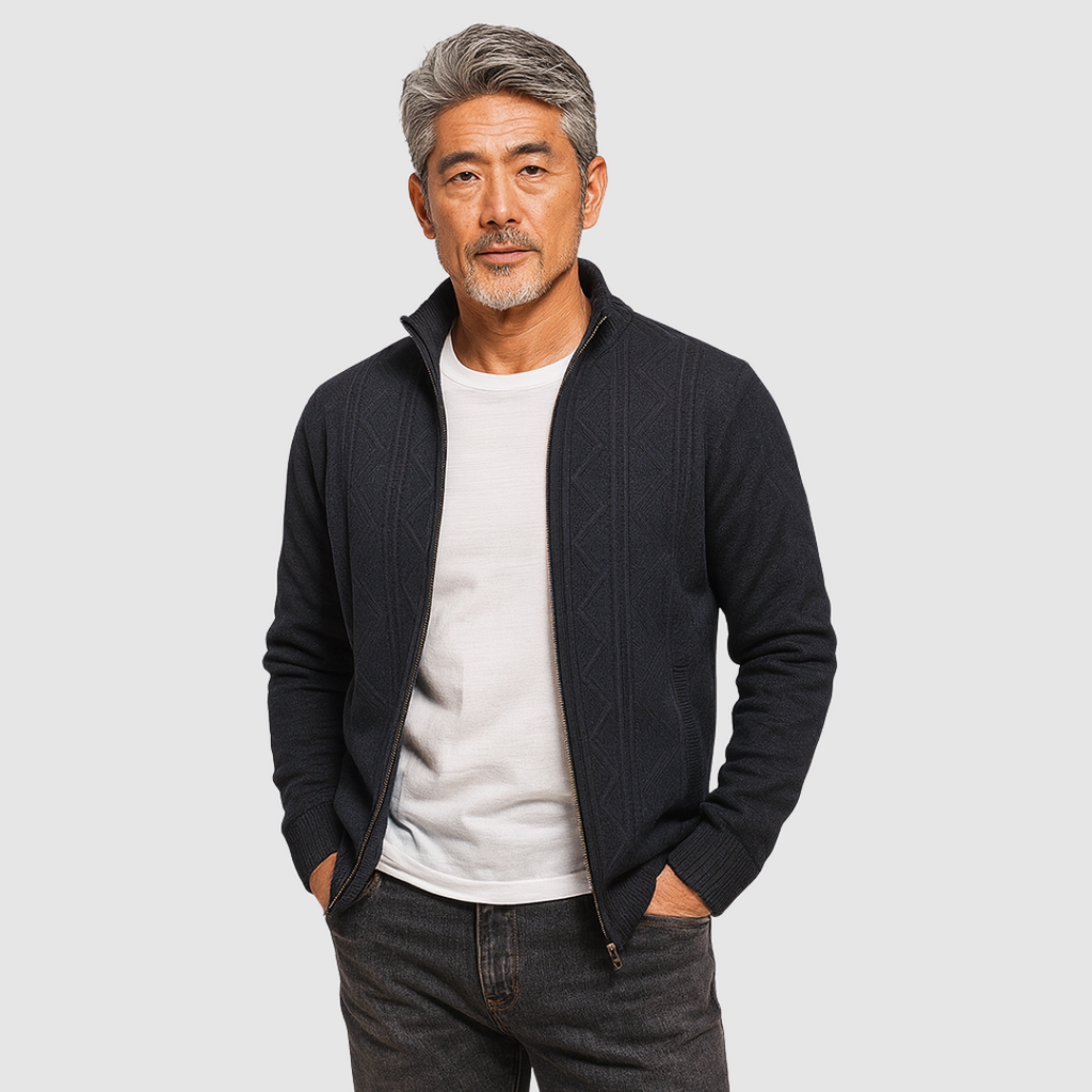 ケン ジオメトリック ジップアップ ニットジャケット