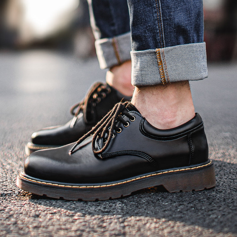 ブラック シンジ レザープレーントゥシューズ