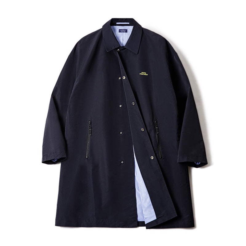 ネイビー レン コットンステンカラーコート