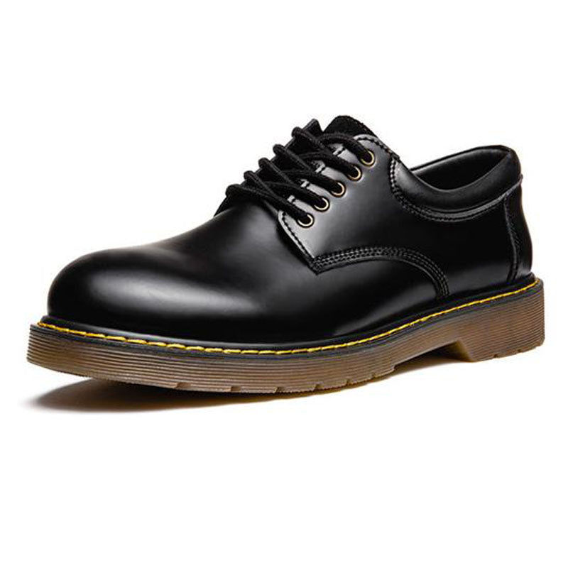 ブラック シンジ レザープレーントゥシューズ