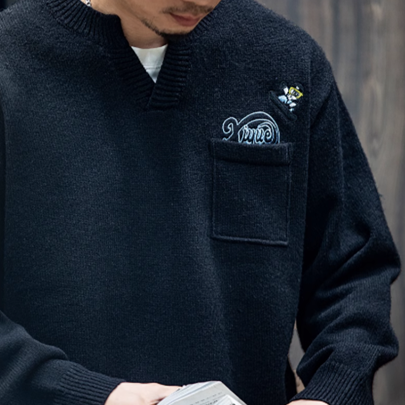 ナオ ミニマル Vネック ポケットセーター