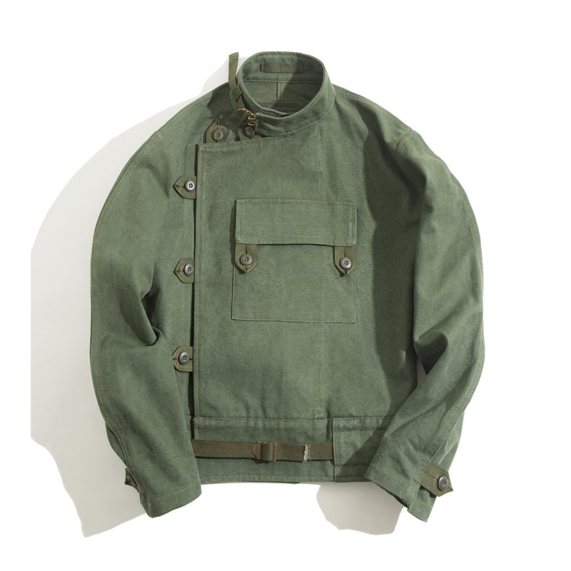 オリーブ カズマ ミリタリーキャンバスジャケット