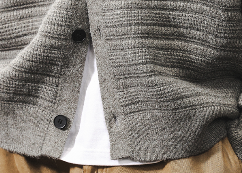 タケル リブニット ボタンカーディガン