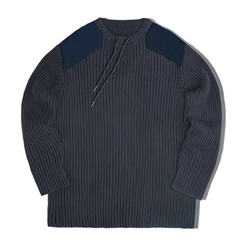 ネイビー ショウタ リブニットセーター