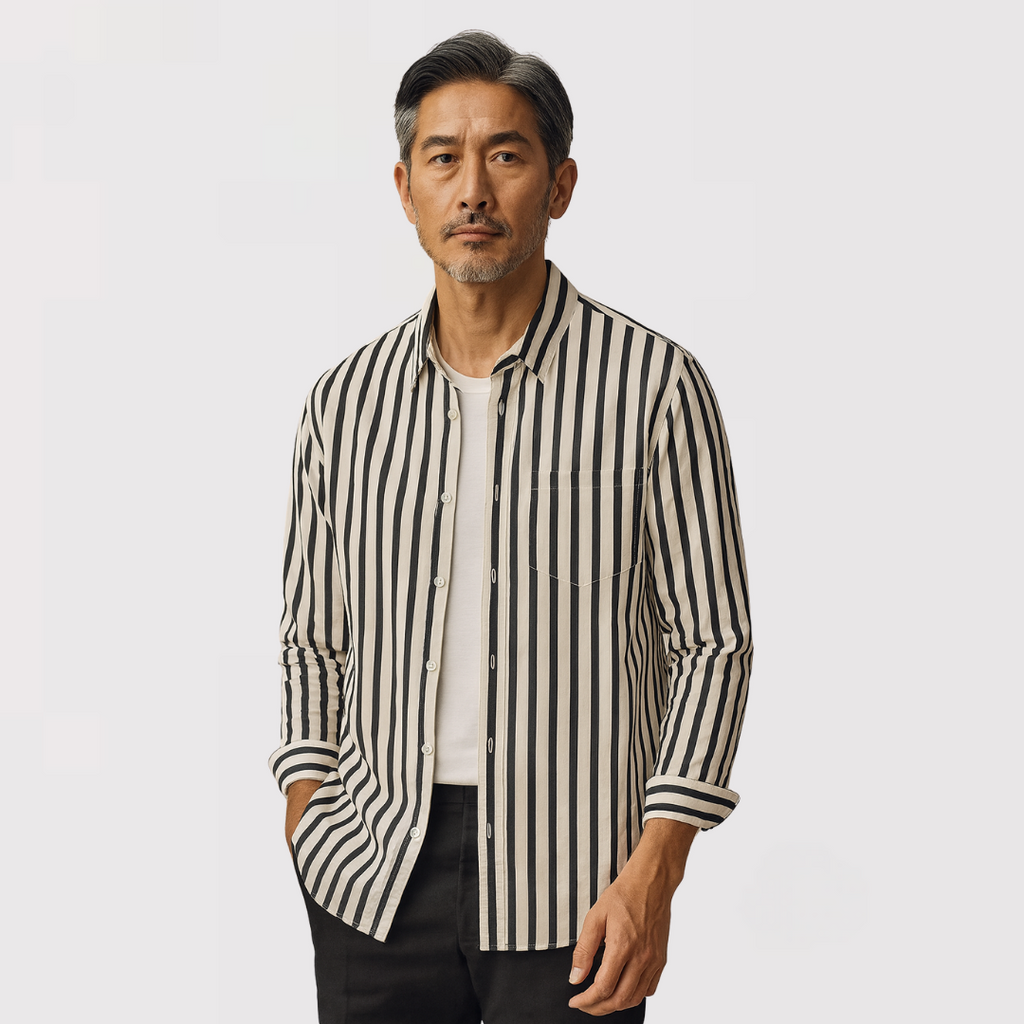KENJAKU | ストライプレギュラーカラーシャツ