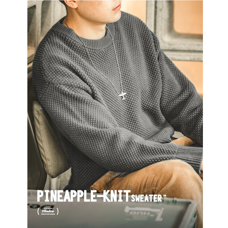 タクミ クルーネック ワッフルニットセーター