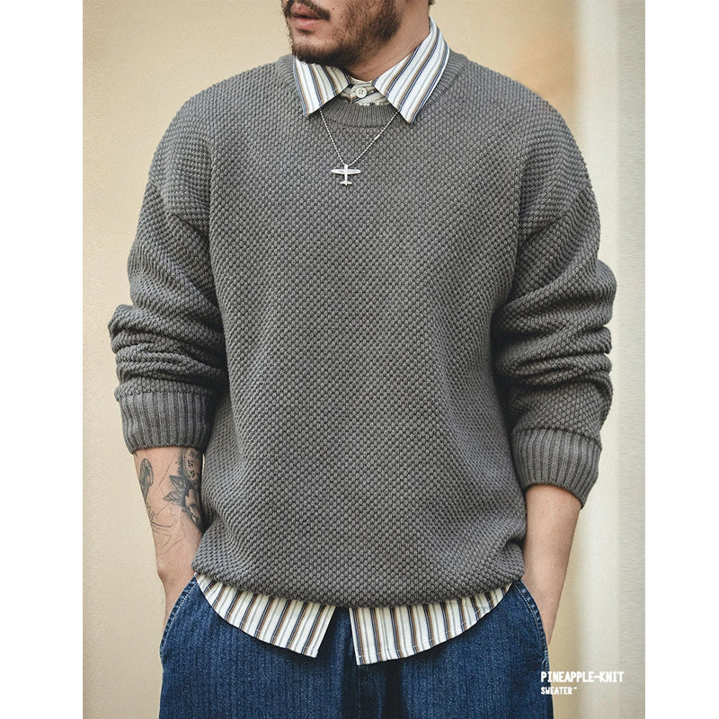 タクミ クルーネック ワッフルニットセーター