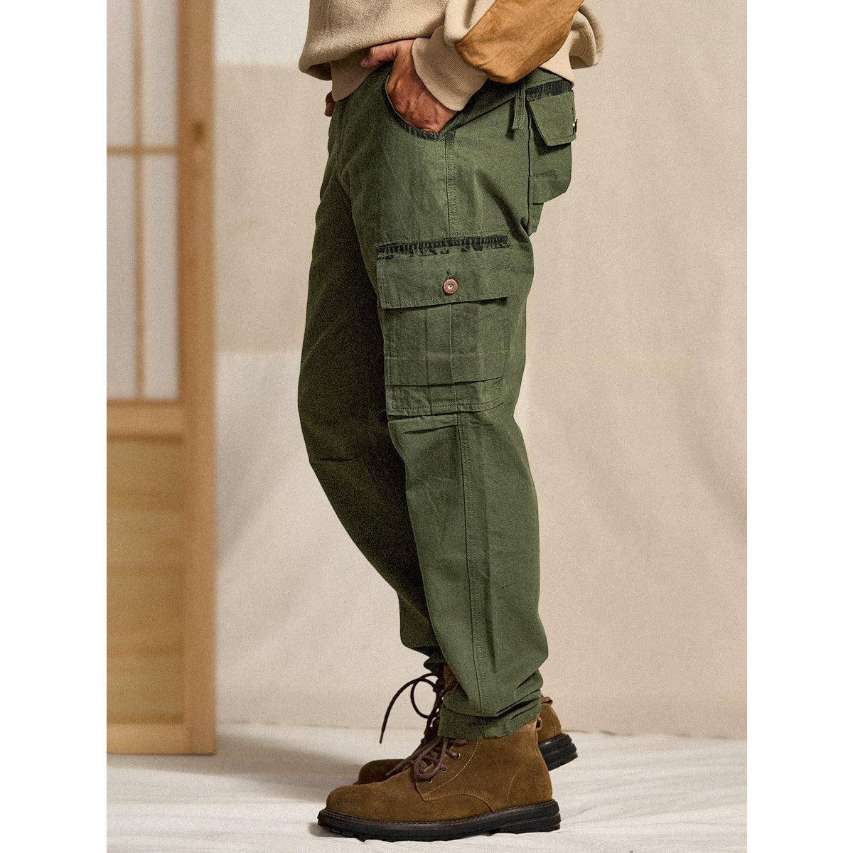 オリーブ ショウ カーゴワークパンツ