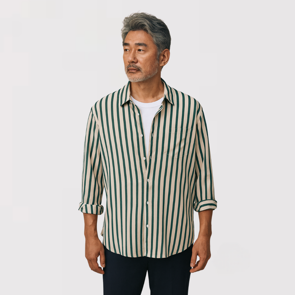 KENJAKU | ストライプレギュラーカラーシャツ