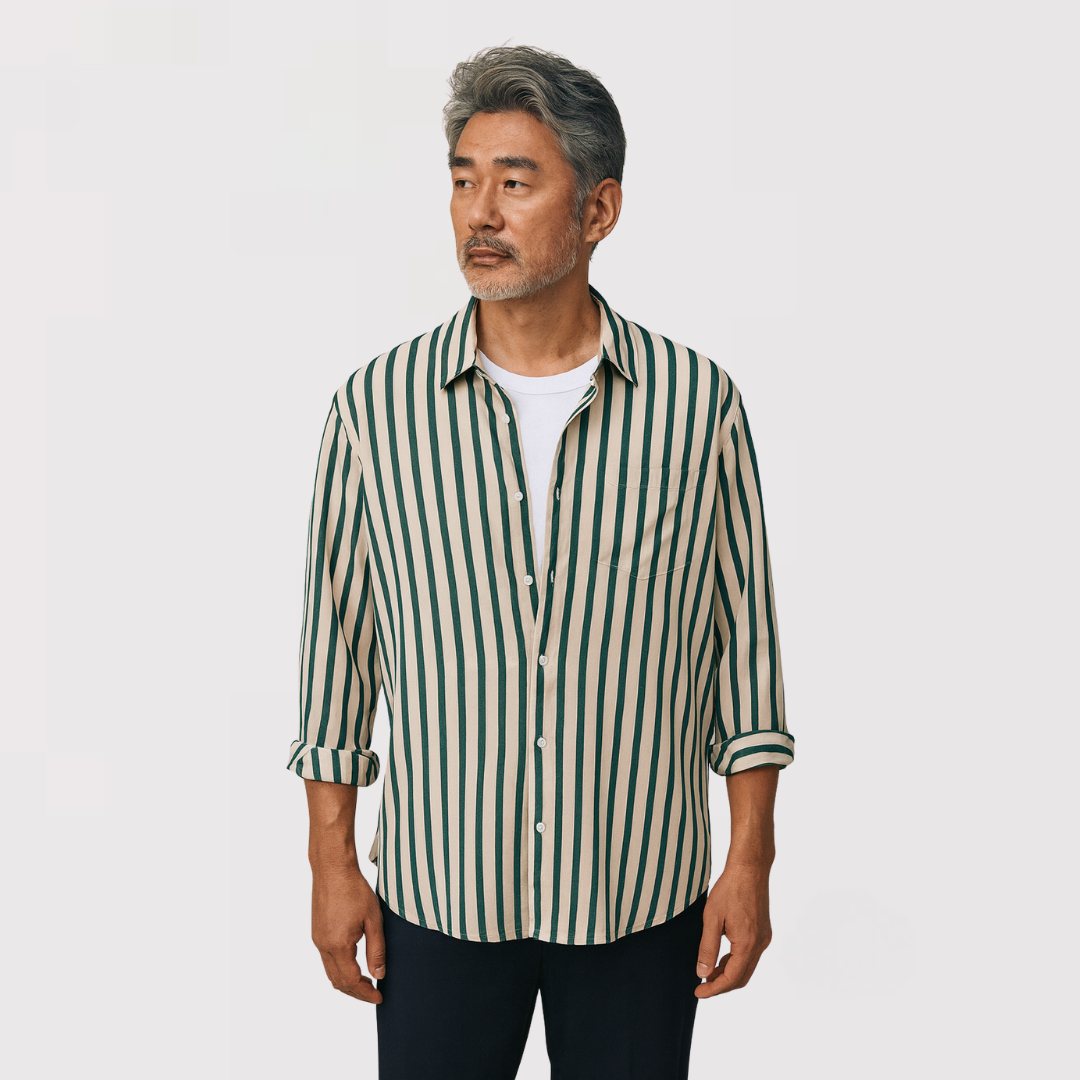 KENJAKU | ストライプレギュラーカラーシャツ