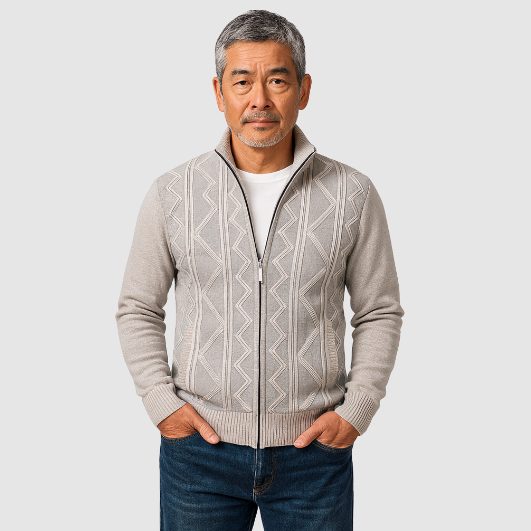 ケン ジオメトリック ジップアップ ニットジャケット