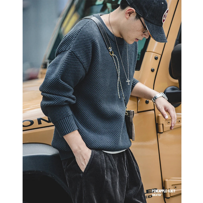 タクミ クルーネック ワッフルニットセーター