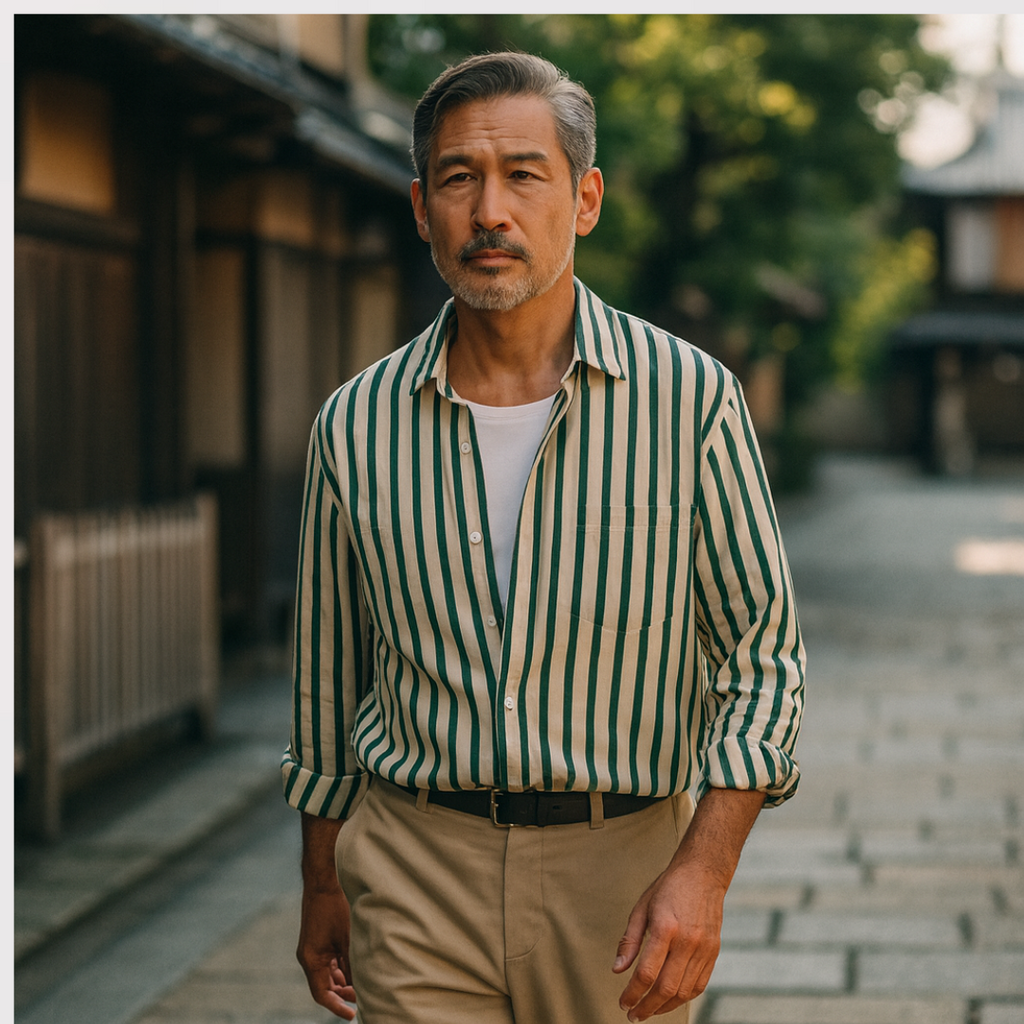 KENJAKU | ストライプレギュラーカラーシャツ