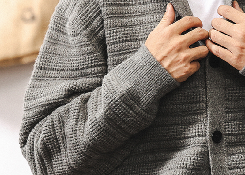 タケル リブニット ボタンカーディガン