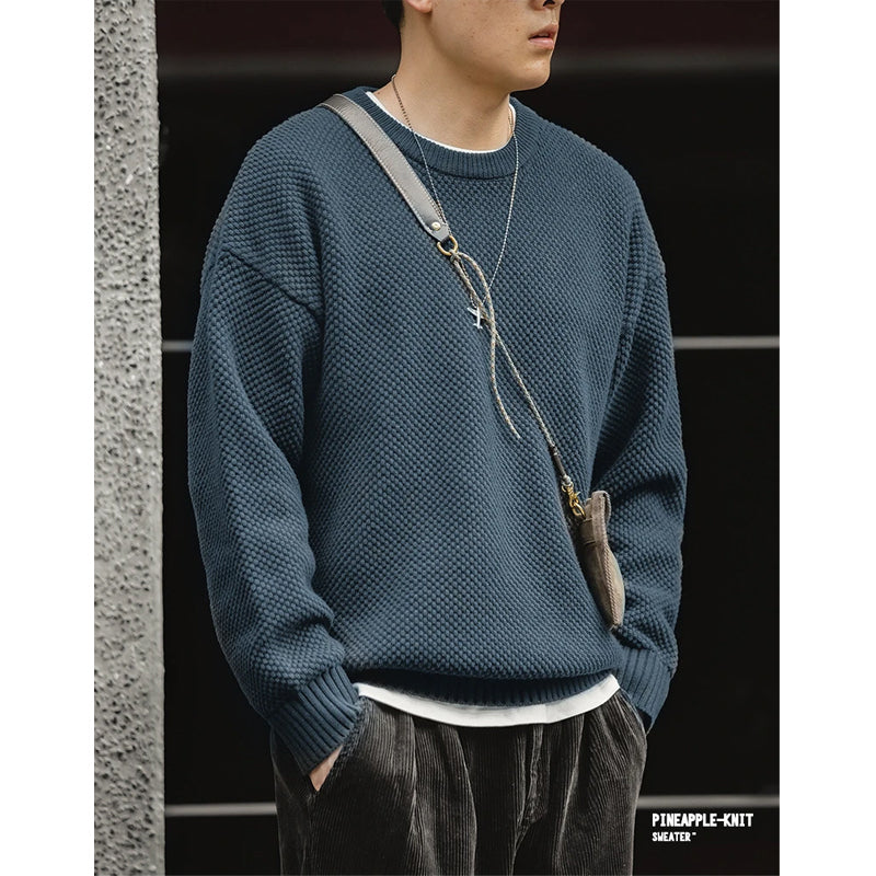 タクミ クルーネック ワッフルニットセーター