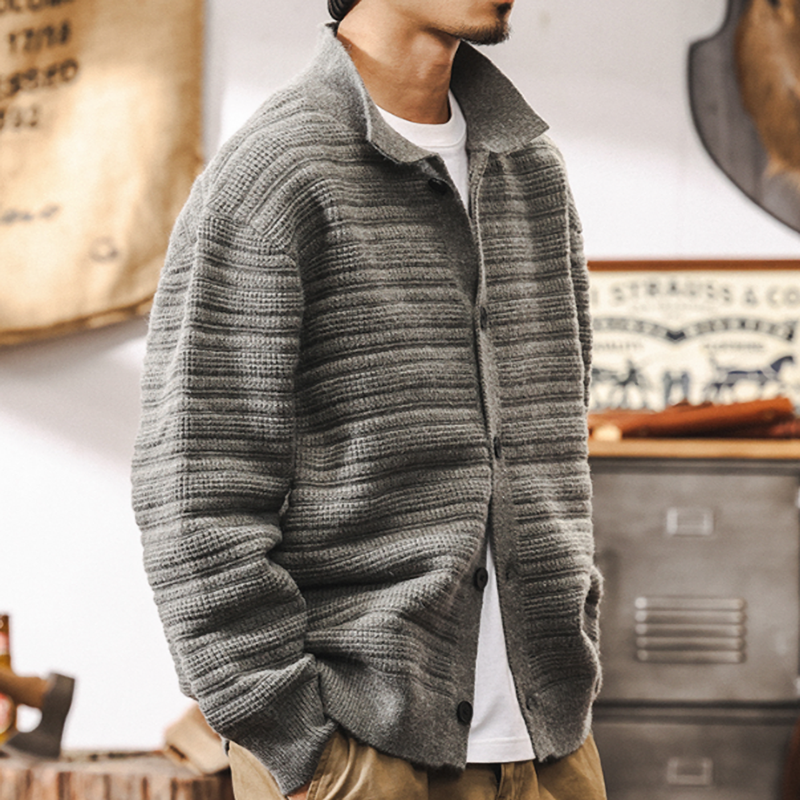 タケル リブニット ボタンカーディガン