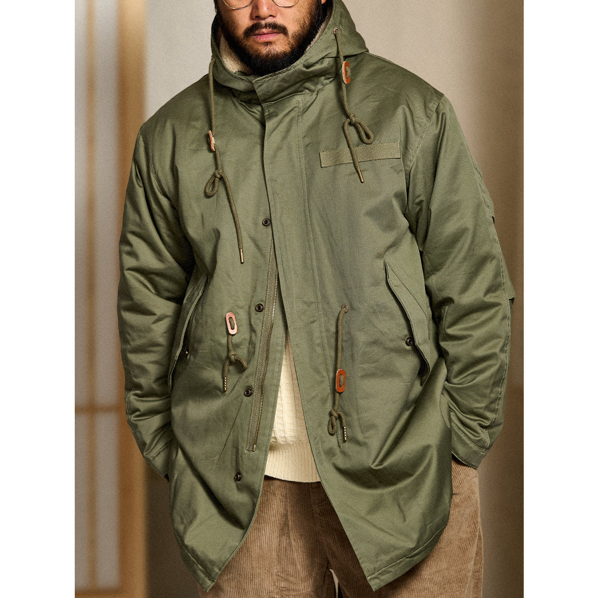 オリーブ タケル ミリタリーフードモッズコート