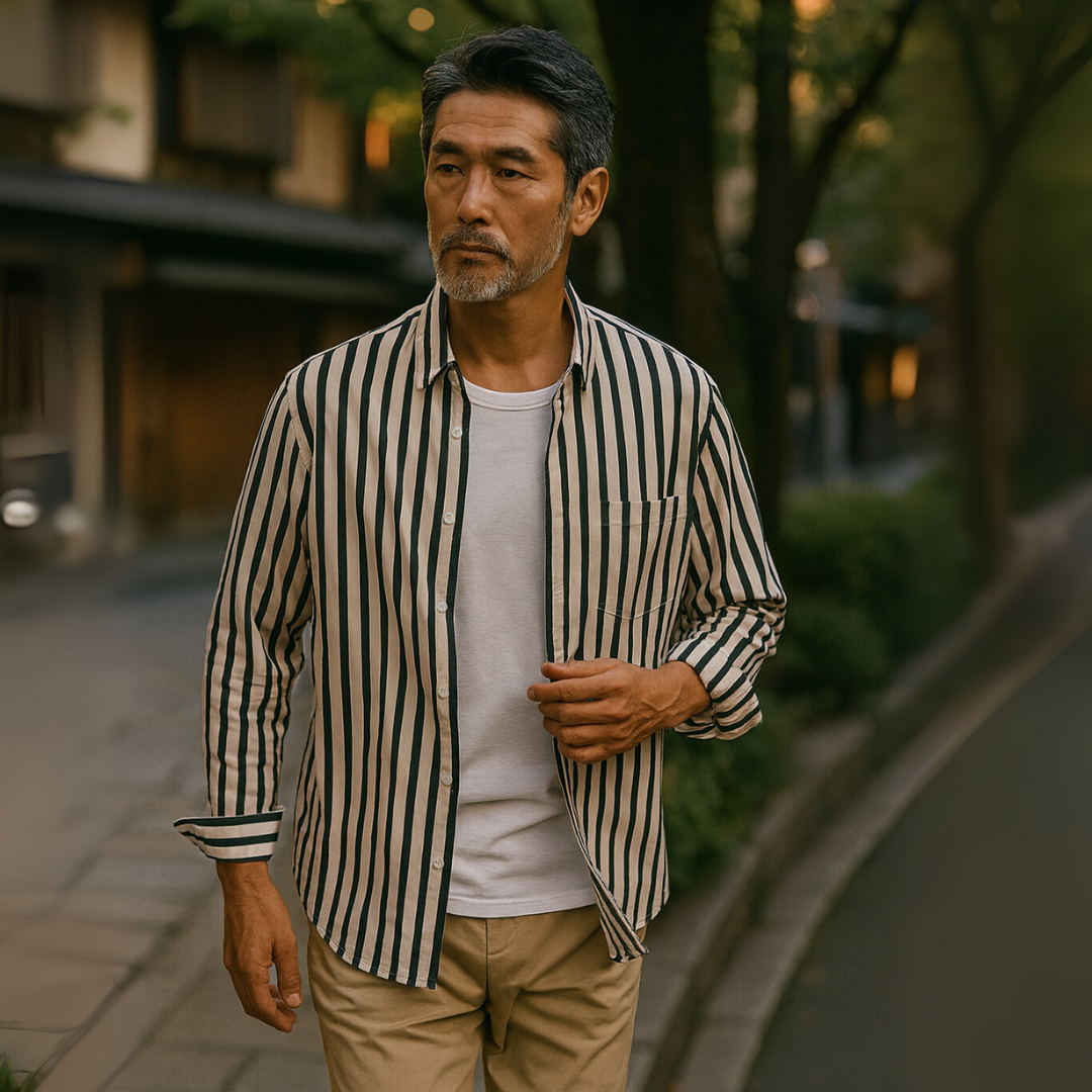 KENJAKU | ストライプレギュラーカラーシャツ