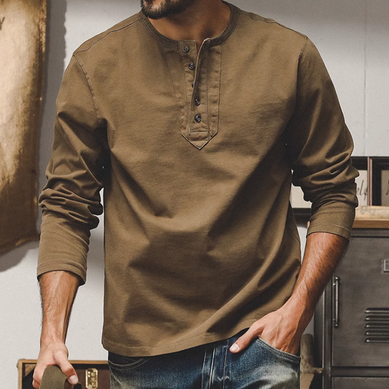 タケルヘンリーネックロングスリーブシャツ