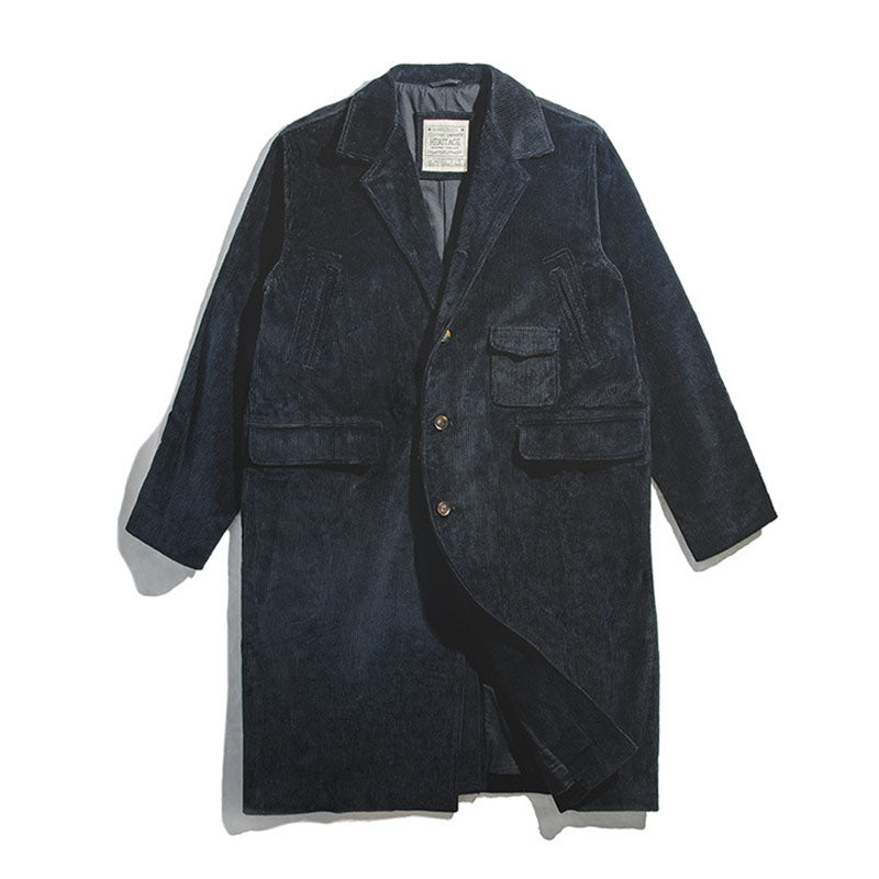 ネイビー シュウ コーデュロイロングコート