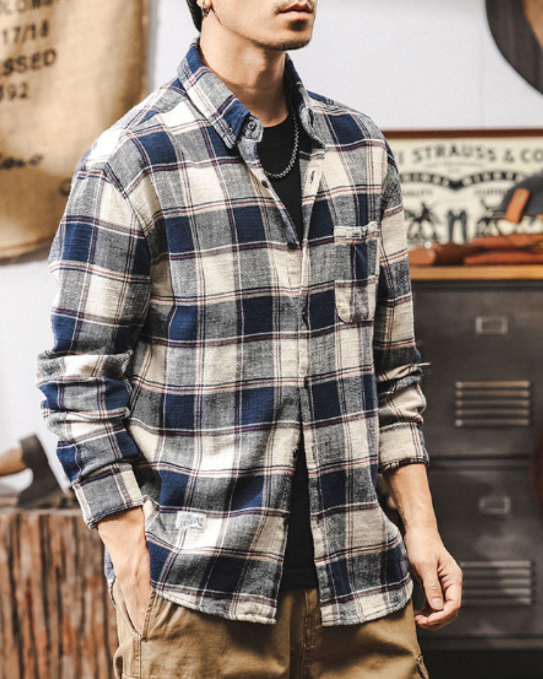 チェックフランネルシャツ