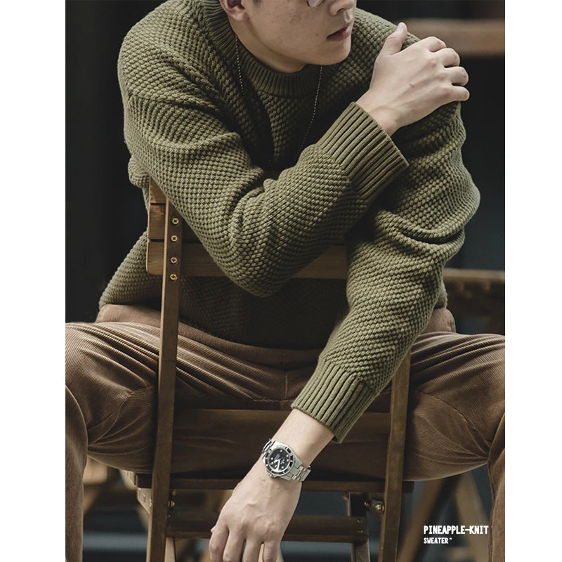 タクミ クルーネック ワッフルニットセーター