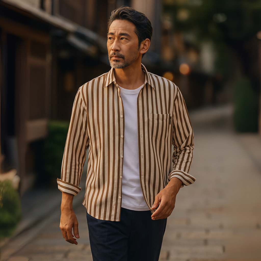 KENJAKU | ストライプレギュラーカラーシャツ