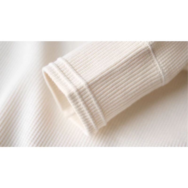 ホワイトリュウヘンリーネックワッフルシャツ