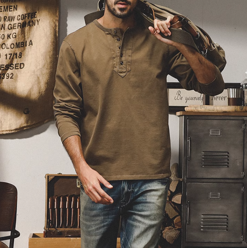 タケルヘンリーネックロングスリーブシャツ