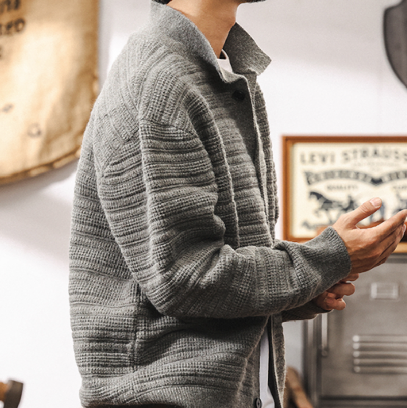 タケル リブニット ボタンカーディガン