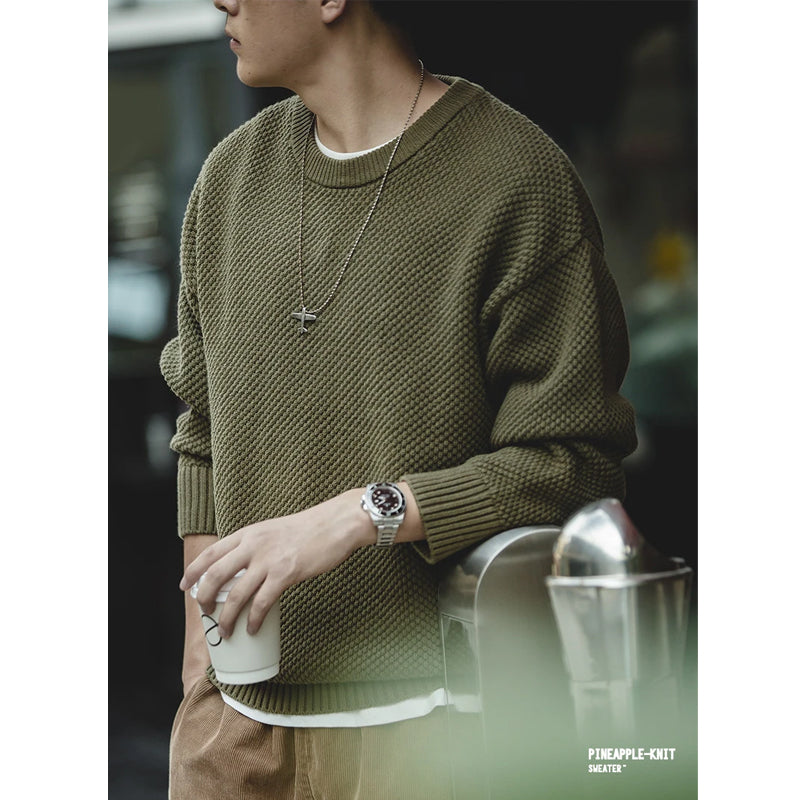 タクミ クルーネック ワッフルニットセーター