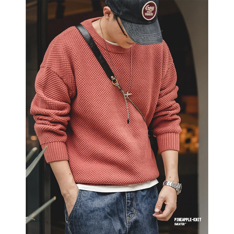 タクミ クルーネック ワッフルニットセーター