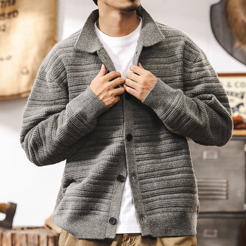 タケル リブニット ボタンカーディガン