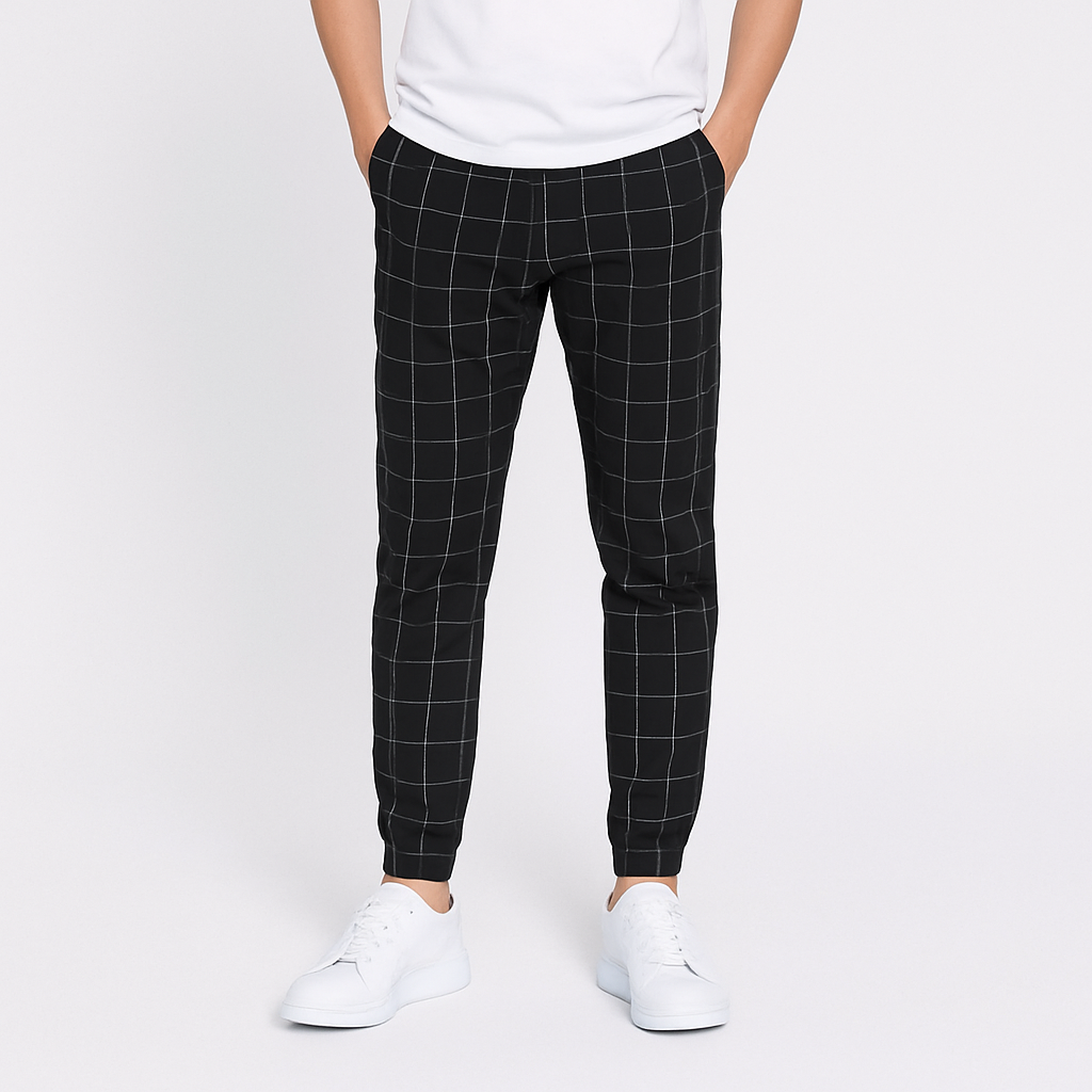 リョウ ネイビー チェックトラウザー