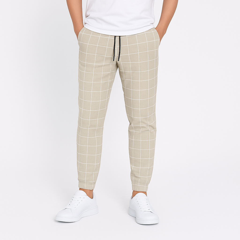 リョウ ネイビー チェックトラウザー