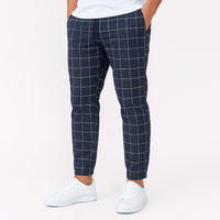 リョウ ネイビー チェックトラウザー