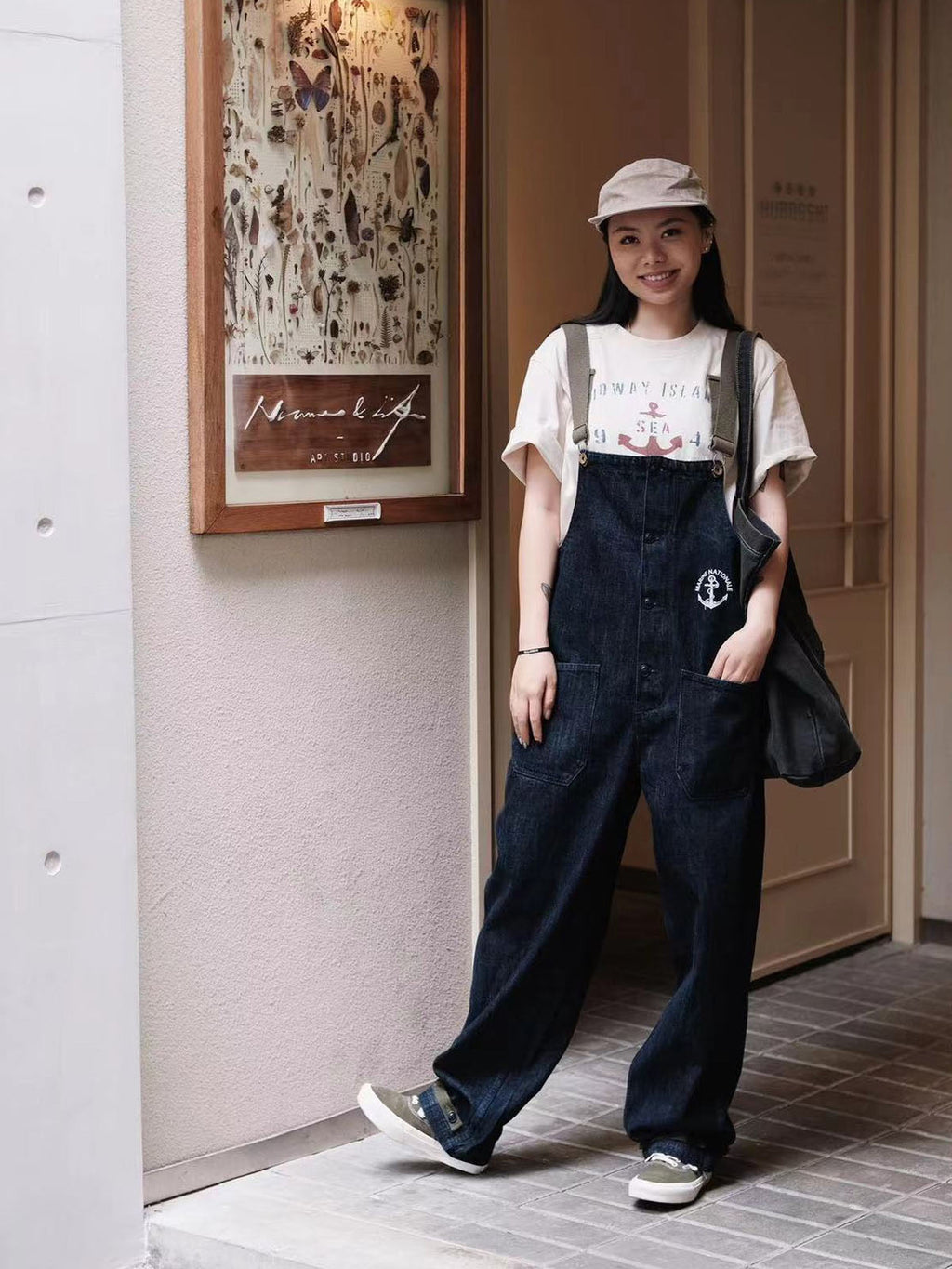カイ インディゴ セルビッジ デニムオーバーオール