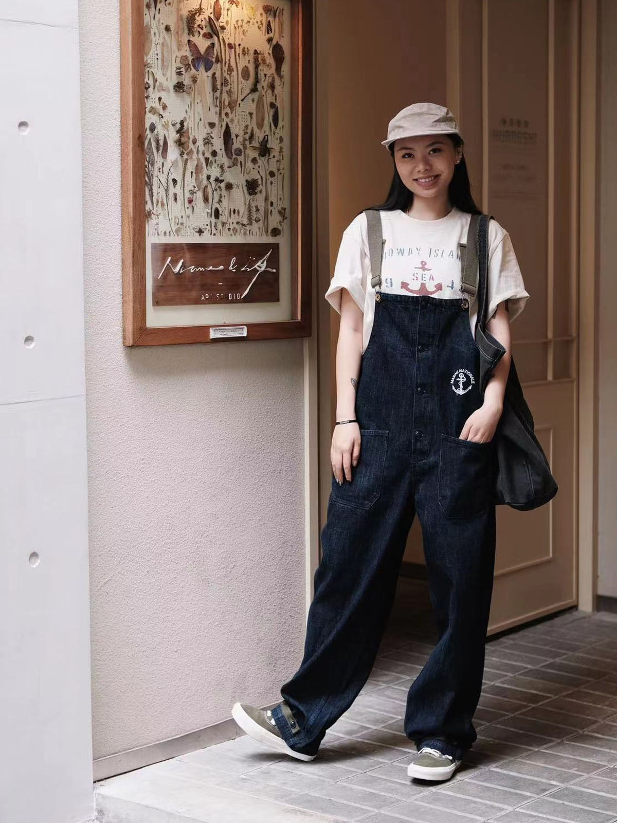 カイ インディゴ セルビッジ デニムオーバーオール