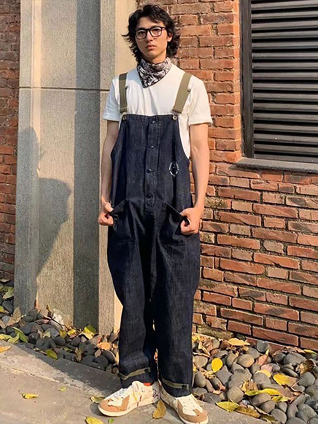 カイ インディゴ セルビッジ デニムオーバーオール