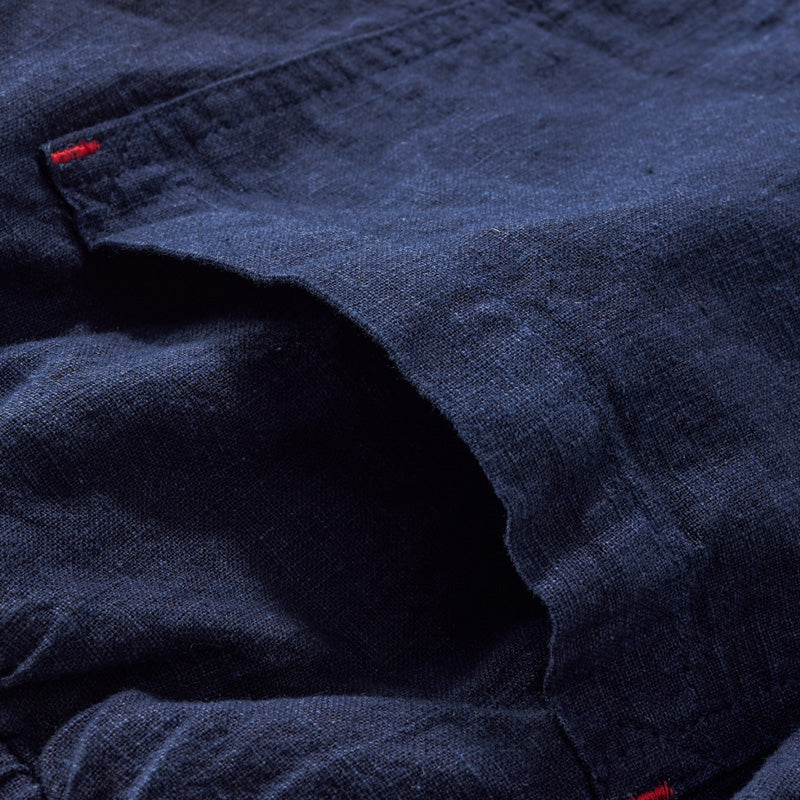 ネイビー ハルオ リネンドローストリングパンツ