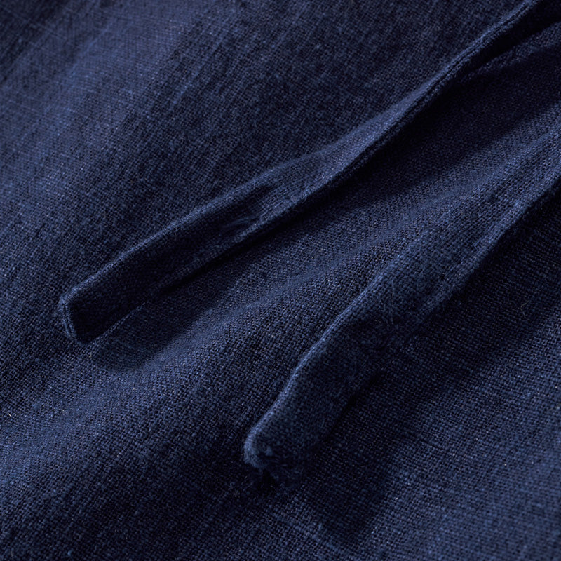 ネイビー ハルオ リネンドローストリングパンツ