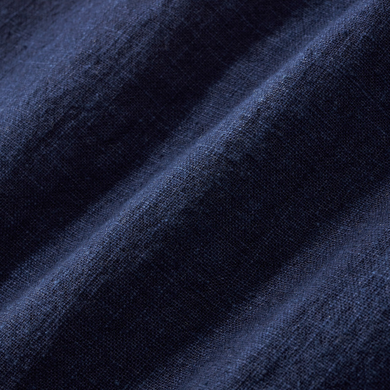 ネイビー ハルオ リネンドローストリングパンツ