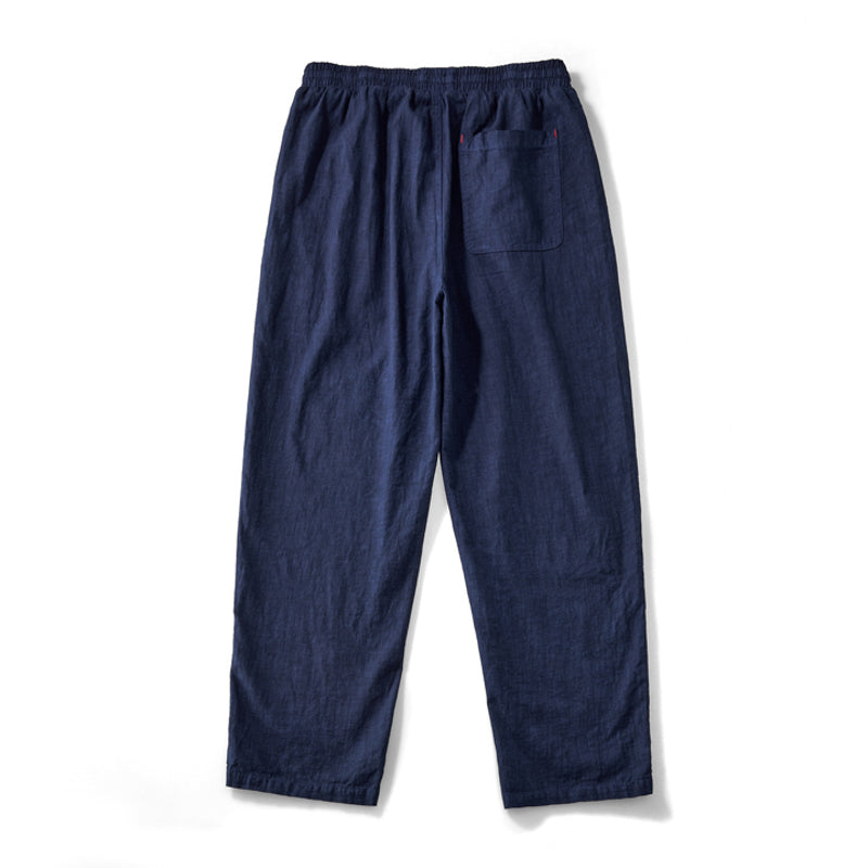 ネイビー ハルオ リネンドローストリングパンツ